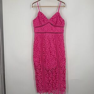 Bardot Hot Pink Lace Midi Dress